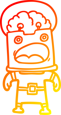 Bir insan tarafından çizilen çizgi film robotunun sıcak çizgi çizimi