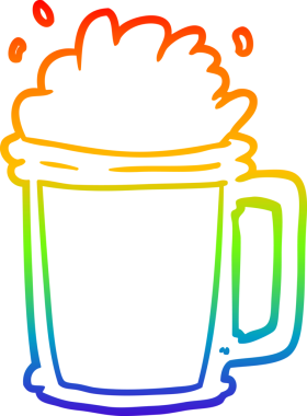 gökkuşağı gradyan çizgisi bir insan tarafından çizilmiş yarım litre biranın