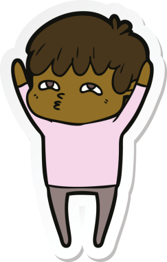 Bir insan tarafından çizilmiş garip bir adamın çıkartması.