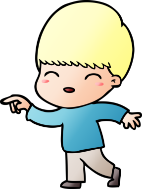 Bir insan tarafından çizilmiş mutlu çizgi film çocuğu.