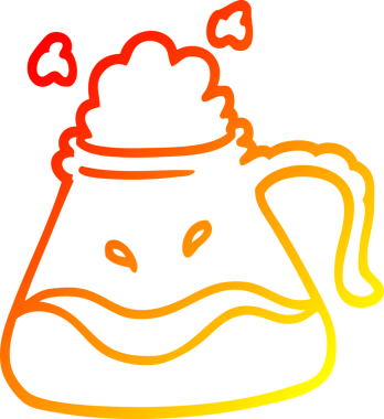 Bir insan tarafından çizilmiş bir kahve sürahisinin sıcak çizgi çizimi