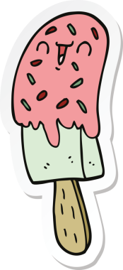 Bir insan tarafından çizilmiş buz lolipopunun çıkartması.