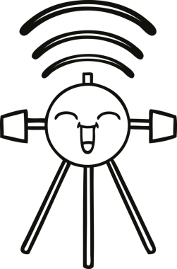 Bir insan tarafından çizilmiş bir uydu karikatürü.