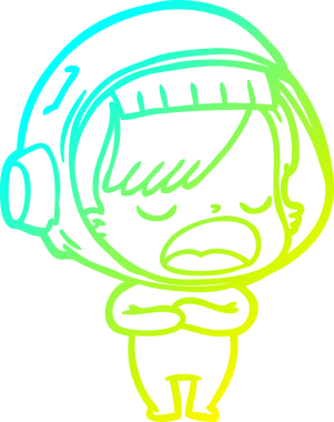 Bir insan tarafından çizilmiş bir karikatür astronot kadın çizimi.