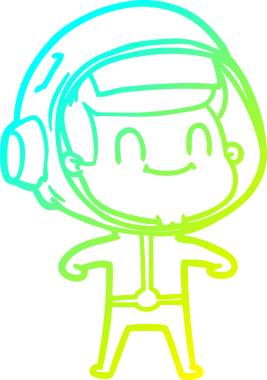 Bir insan tarafından çizilmiş mutlu bir astronotun soğuk gradyan çizimi.