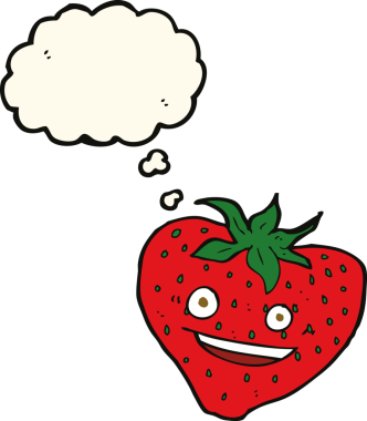 Bir insan tarafından çizilmiş düşünce baloncuklu karikatür çileği