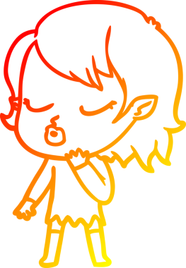 Bir insan tarafından çizilmiş sevimli bir vampir kız çizgi çizimi.