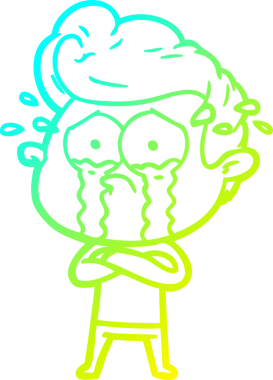 Bir insan tarafından çizilmiş ağlayan bir karikatür çizimi.