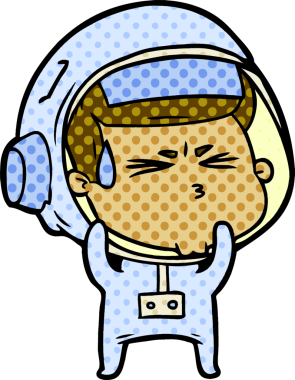 Çizgi film bir insan tarafından çizilmiş astronot.