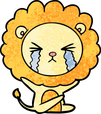 Bir insan tarafından çizilmiş ağlayan bir aslan.