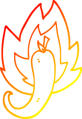 Bir insanın çizdiği kırmızı acı biber çizgi filminin sıcak gradyan çizimi