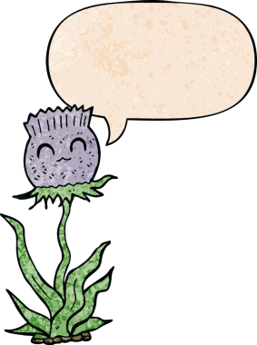 bir insan tarafından çizilmiş eski dokuma tarzında konuşma baloncuğu olan çizgi film devedikeni