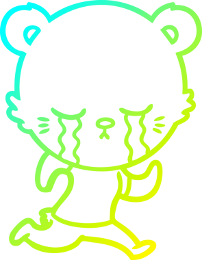 Bir insan tarafından çizilen ağlayan çizgi film ayısının soğuk gradyan çizimi