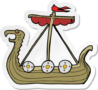 Bir insan tarafından çizilmiş viking gemisinin çıkartması.