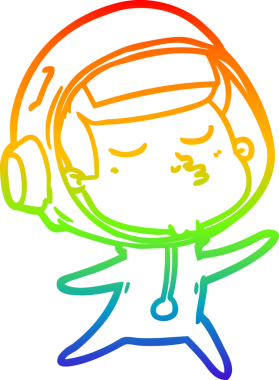 gökkuşağı gradyan çizimi bir çizgi insan tarafından çizilmiş kendinden emin astronot