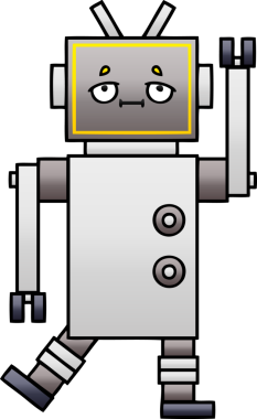 Bir insan tarafından çizilmiş bir robotun gölgelenmiş çizimi