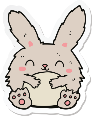 Bir insan tarafından çizilmiş şirin bir tavşanın çıkartması.