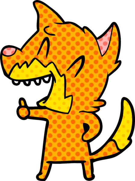 Bir insan tarafından çizilmiş gülen tilki çizgi filmi.