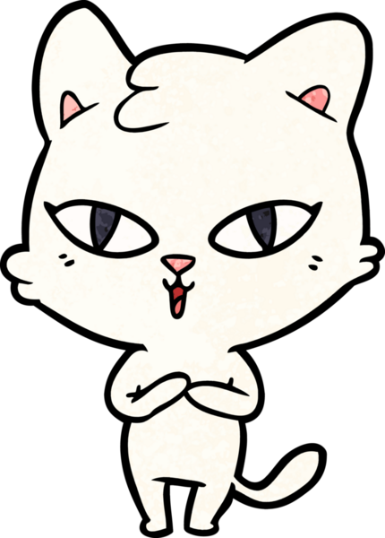 Bir insan tarafından çizilmiş çizgi film kedisi.