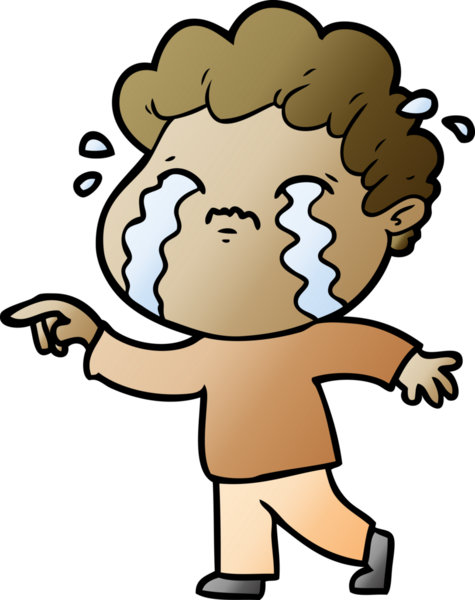 Bir insan tarafından çizilmiş ağlayan çizgi film adamı.