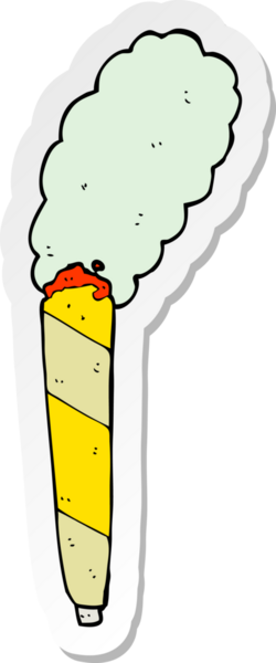 Bir insan tarafından çizilmiş karikatür marihuana sigarasının çıkartması.