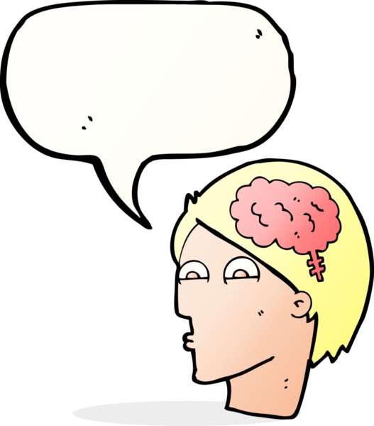 Bir insan tarafından çizilmiş, beyin sembollü çizgi film kafası.