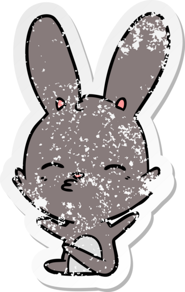 Bir insan tarafından çizilmiş garip bir tavşan çizgi filminin sıkıntılı çıkartması.