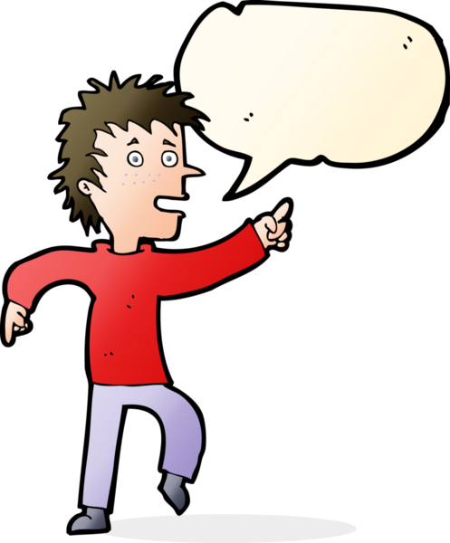 Bir insan tarafından çizilmiş konuşma balonuyla işaret eden mutlu adam çizgi filmi.