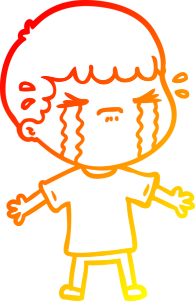 Bir insan tarafından çizilmiş ağlayan bir çizgi film karakteri çizimi.