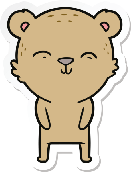 Bir insan tarafından çizilmiş mutlu çizgi film ayısının çıkartması.