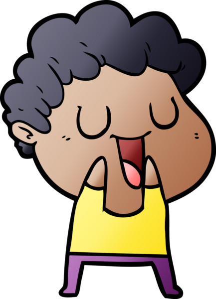 Bir insan tarafından çizilmiş gülen karikatür adam.