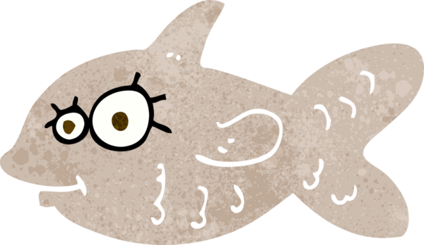 Bir insan tarafından çizilmiş mutlu Japon balığı çizgi filmi.