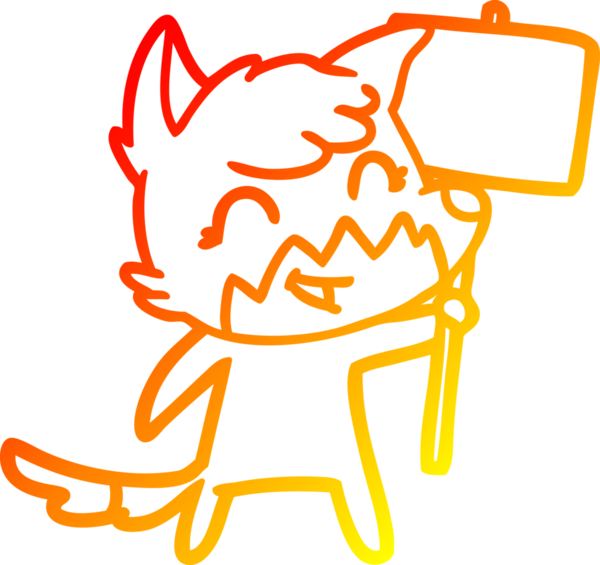 Bir insan tarafından çizilmiş mutlu bir tilkinin sıcak çizgi çizimi