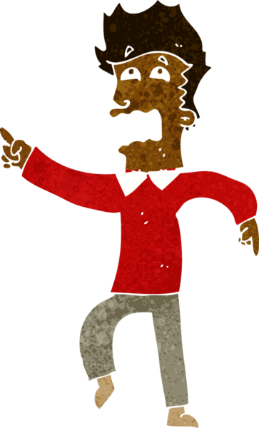 Çizgi filmdeki korkmuş adam bir insan tarafından çizilmiş.