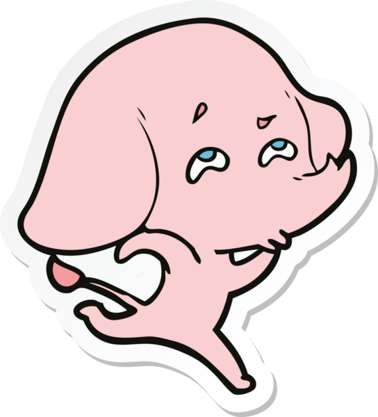 Bir insan tarafından çizilmiş karikatür filinin çıkartması.