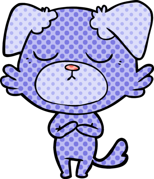 Bir insan tarafından çizilmiş şirin bir çizgi film köpeği.