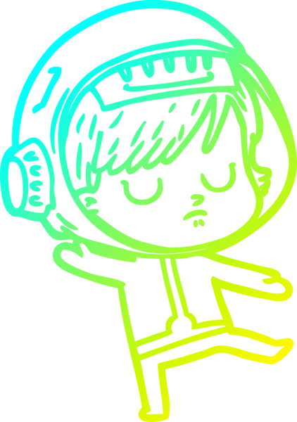 Bir insan tarafından çizilmiş soğuk gradyan çizgili astronot kadın çizimi.