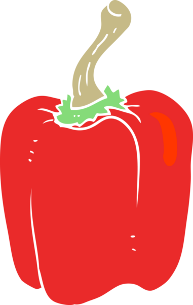 Bir insan tarafından çizilen kırmızı biberin düz renk çizimi