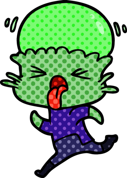 Bir insan tarafından çizilmiş garip bir uzaylı çizgi filmi.