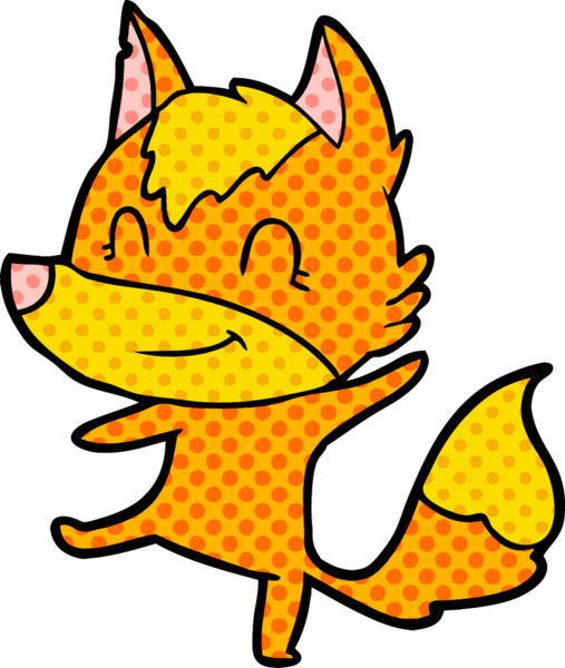 Bir insan tarafından çizilmiş tilki çizgi film karakteri