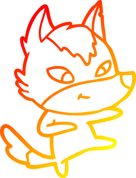 Bir insan tarafından çizilmiş, dost canlısı bir kurt çizgi filminin çizimi.