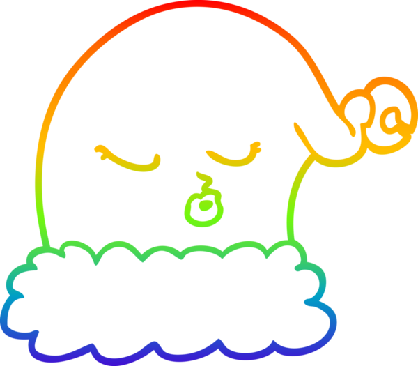 Gökkuşağı gradyan çizgisi bir insan tarafından çizilmiş Noel Baba şapkası.