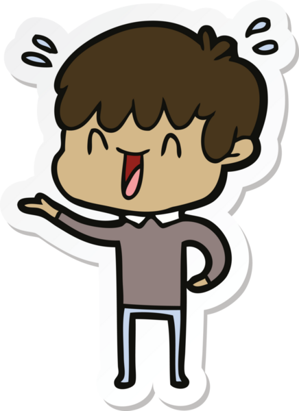 Bir insan tarafından çizilmiş, gülen bir çocuğun çıkartması.