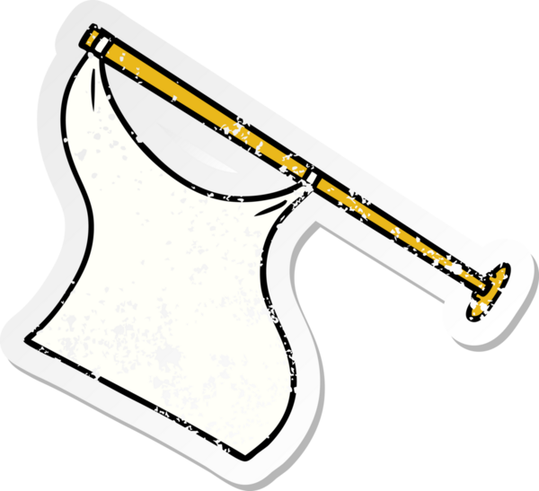 Bir insan tarafından çizilmiş bir direğin üzerine çizilmiş beyaz bir kapağın çizilmiş karikatür yapıştırması.