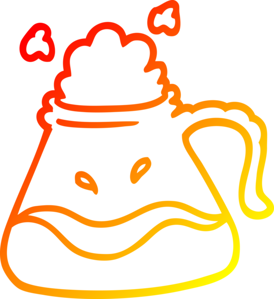 Bir insan tarafından çizilmiş bir kahve sürahisinin sıcak çizgi çizimi