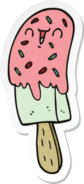 Bir insan tarafından çizilmiş buz lolipopunun çıkartması.