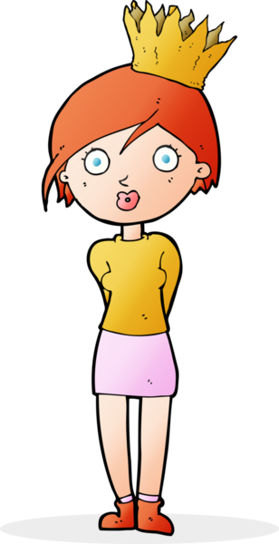 Bir insan tarafından çizilmiş taç giyen bir çizgi film karakteri.