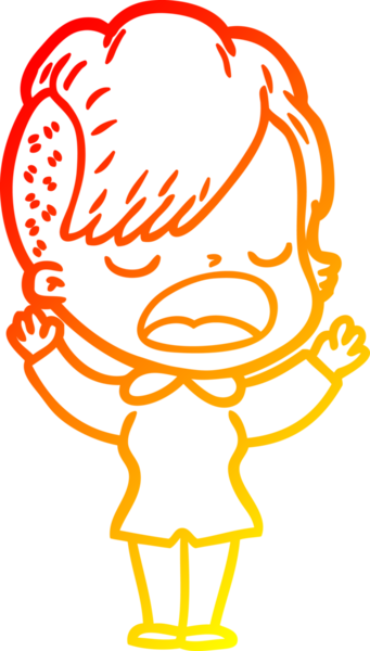 Bir insan tarafından çizilmiş havalı bir hippi kızın sıcak çizgi çizimi.