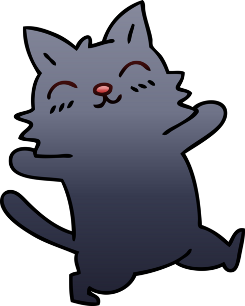 bir insan tarafından çizilmiş gölgelenmiş garip çizgi film kedisi.