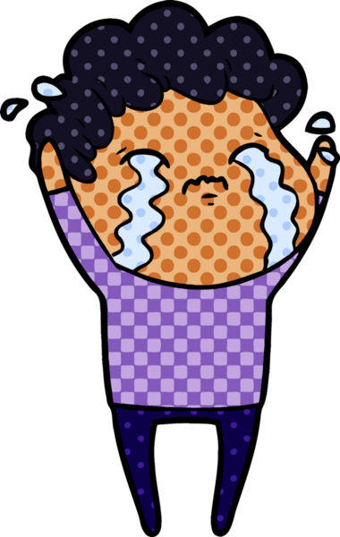 Bir insan tarafından çizilmiş ağlayan çizgi film adamı.